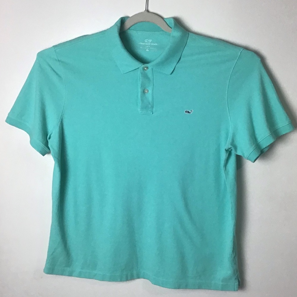 Vineyard Vines Slim Fit teal cotton polo shirt. XL